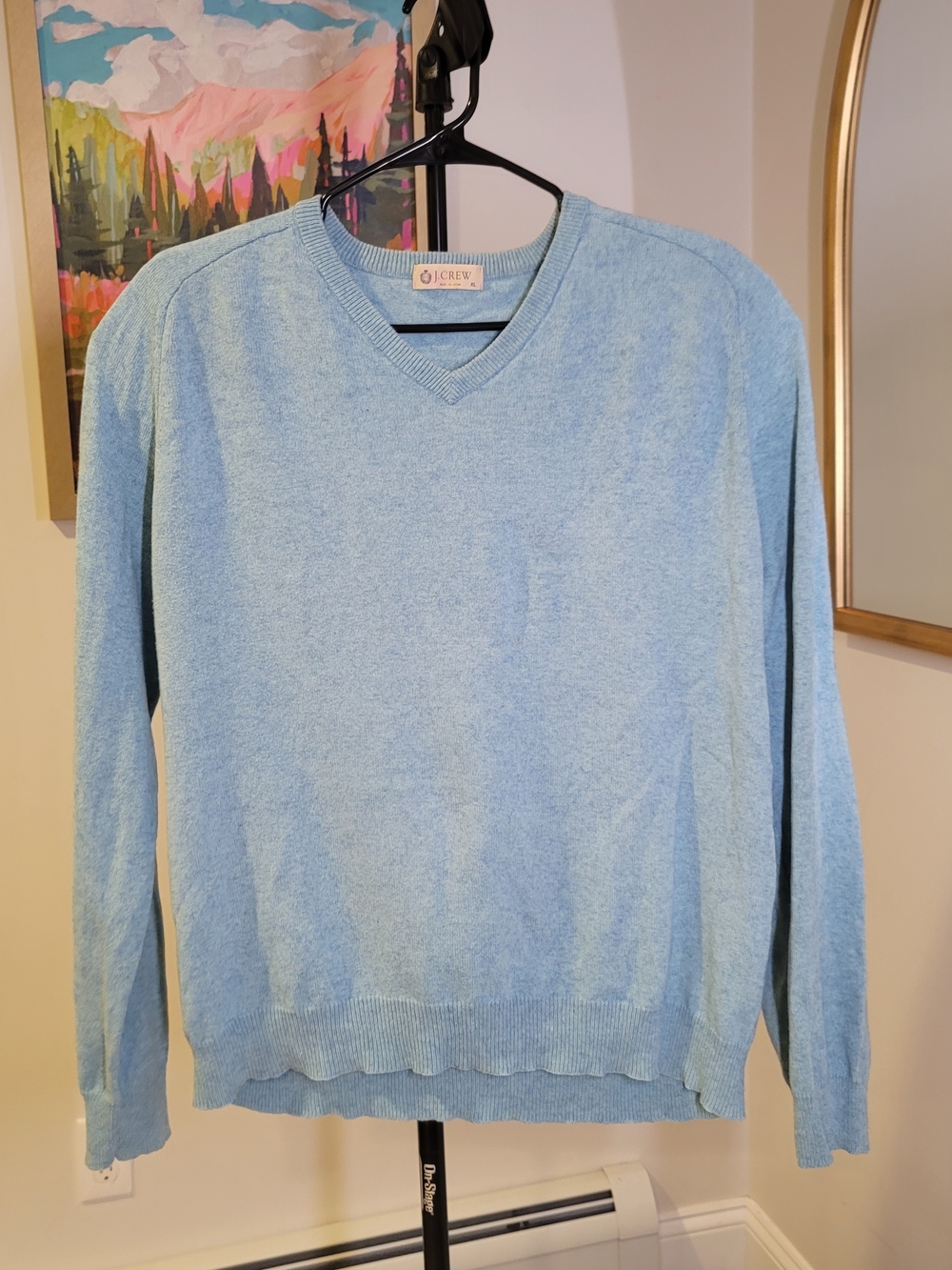 J CREW Light Blue V Neck Cotton Cashmere Blend Sweater Men's‎ XL
